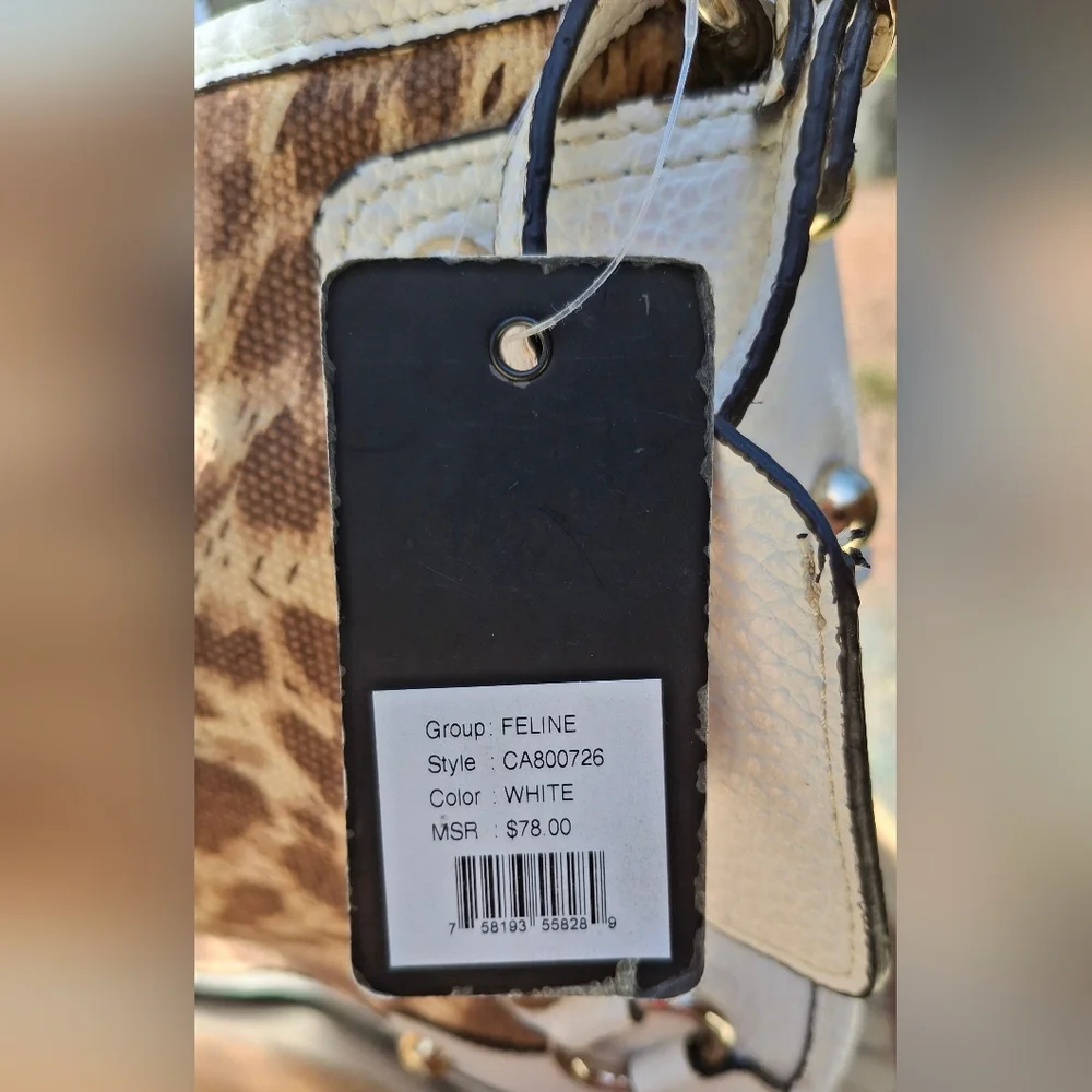 Rare New Vintage Y2K Guess Leopard Print & White Faux Leather Shoulder Bag - Picture 14 of 15